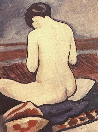 August Macke Sitting Nude with Cushions oil painting picture